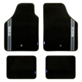 Sparco Alfombra Strada SPC CS6 03763BAR B Plata Moqueta Negra Diseño Deportivo Fácil Limpieza