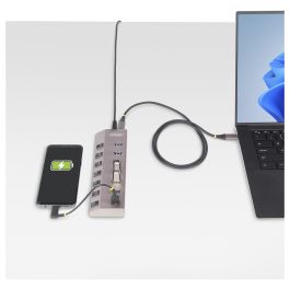 StarTech Hub USB-C Autoalimentado de 7 Puertos con Interruptores On/Off, USB 3.0 a 5 Gbps, Ladrón USB Tipo C a USB-A Gris