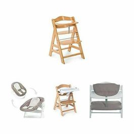 Hauck Trona Bebé Madera Evolutionary Alpha + / Natural Evolutiva, Asiento y Reposapiés Ajustables, Arnés 5 Puntos, 6 Meses a 90kg