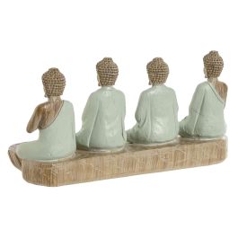 DKD Home Decor Figura Buda Portavela Oriental Verde Blanco 9 x 11 x 24 cm (2 Unidades)