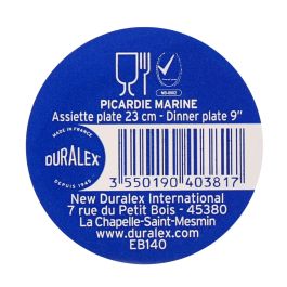 Duralex Plato Llano Colección Picardie Marine de 23 cm (48 Unidades)