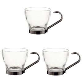 Quid Tazas Vidrio Supreme 11 cL Set 3 Piezas Transparente Mango Acero Apto Lavavajillas