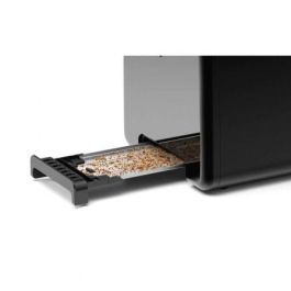 Bosch TAT3P423 Tostador DesignLine 970W Negro, 2 Rebanadas, Calienta Panecillos Integrado, Función Descongelación, HighLift