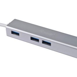 EQUIP Adaptador USB-C a RJ45 Gigabit (10/100/1000 Mbps) y 3 Puertos USB 3.0, Cable 0.15m