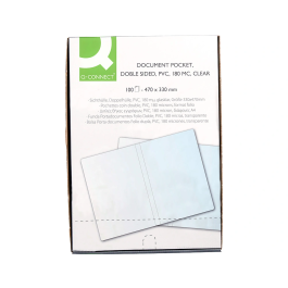 Q-connect Funda Portadocumentos Folio Doble PVC Transparente 180 Micras 330x470mm
