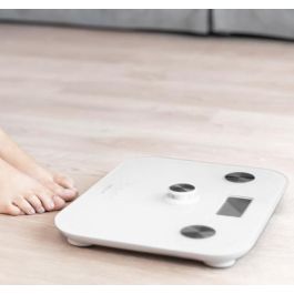 Cecotec 04252 Báscula de Baño Personal Electrónica Digital Plaza Blanco, 180kg de Capacidad, 100g de Precisión, con Pantalla LCD