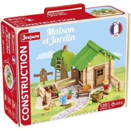 Hogar y Jardín 135 Piezas - JEUJURA - Juego de Construcción en Madera Natural, Tapete y Accesorios Incluidos, 32x27x11 cm Hogar y Jardín 135 Piezas - JEUJURA - Juego de Construcción en Madera Natural, Tapete y Accesorios Incluidos, 32x27x11 cm