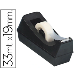 Q-connect Portarrollo sobremesa de plástico para cinta de 33m, color negro, 71x170x75 mm