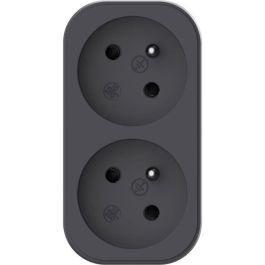 QUARX QUA4004282472360 Biplite Enchufe Doble 2P 16A Negro y Gris Antracita Conforme Norma NF