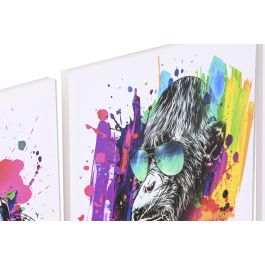 DKD Home Decor Cuadro Lienzo Pino Blanco Multicolor 50 x 50 x 1.8 cm (4 Unidades)