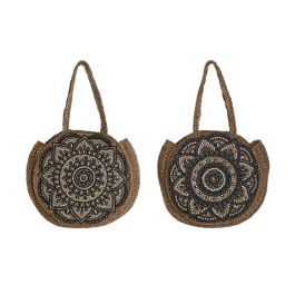 Bolso Mediterraneo DKD Home Decor Natural Negro 12 x 36 x 36 cm (2 Unidades) Precio: 68.4999997. SKU: B1FA5D9TX5