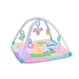 Bright Starts BRI17442 Alfombra de Actividades Plegable para Bebé, Rosa Jungla, con Arco, Juguetes Sensoriales y Musicales, Espejo