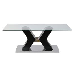 DKD Home Decor Mesa Centro Moderno Negro Cristal Templado MDF 120 x 60 x 45 cm