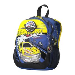 Totto Mochila Escolar Pequeña Coches de Carreras MJ04VLC001-2310-6J7S Azul 31x23x10 cm