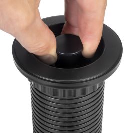 Emuca Multiconector extraíble Vertikal, 3 enchufes tipo Schuko, 2 USB tipo A, Plástico y Aluminio, Pintado negro