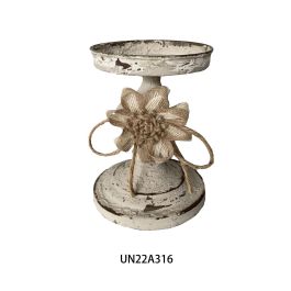 DKD Home Decor Portavela Neoclásico de Metal Blanco 13x13x17.5 cm | Adorno Decorativo de Estilo Clásico para Velas