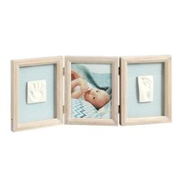 Baby Art My Baby Touch Marco de Fotos de Madera Doble para Huellas de Bebé: Kit Moldeado Mano y Pie, Recuerdo y Regalo de Nacimiento