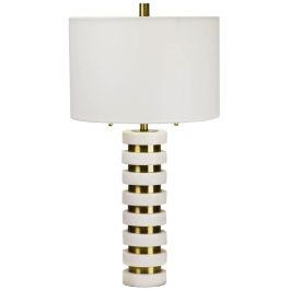 DKD Home Decor Lámpara Sobremesa Blanco Dorado Mármol Lino 38 x 72 x 38 cm Precio: 102.59000004. SKU: B1D3C76BTQ