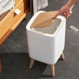 Kitchen Move Papelera de Baño MALMO SQUARE 10L Madera de Diseño Independiente con Pedal