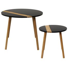 Home Deco Factory Juego de 2 Mesas Nido Bicolor Industriel Redondas Madera 60cm y 40cm