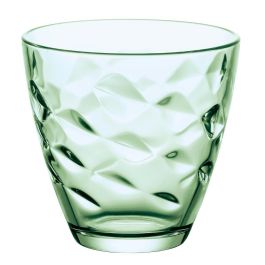 Bormioli Rocco Set 6 Vasos Bajos de Vidrio Flora 26 cL Verde con Relieve Fabricado en Italia