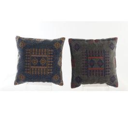 DKD Home Decor Cojín Cuadrado Árabe Geométrico de Poliéster Azul Naranja 50x50x10 cm Colección Josta - Pack 2 con Cremallera Precio: 23.47884. SKU: S3037972