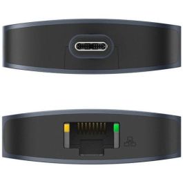 HYPER HD4006GL Hub USB-C 10Gbps con HDMI 4K 60Hz, Gigabit Ethernet, Lector SD/MicroSD, USB-A, Jack 3.5mm Azul/Gris