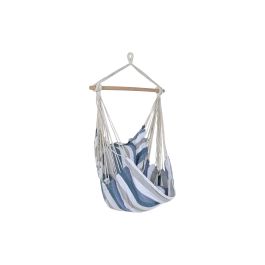 DKD Home Decor Silla Colgante para Terraza y Jardín, Rayas Azul y Blanco, Algodón Poliéster, Capacidad 100kg, 100x60x135 cm