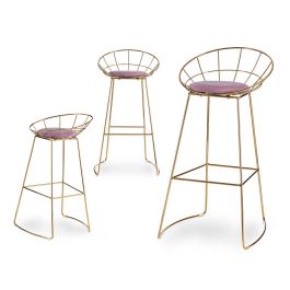 Silla de Bar Cromada Oro Rosa Giftdecor 51x94x52 cm - Metal y Poliéster (2 Unidades) Precio: 191.69000048. SKU: S3610366