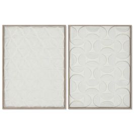 DKD Home Decor Cuadro Decorativo Mural Abstracto Estilo Urban Papel Maché y Poliestireno Blanco Natural 80x60x3 cm (Pack de 2)