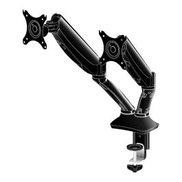 Iiyama Soporte Doble de Monitor con Gasfeder, Para 2 Pantallas de 10"-27" y 5 kg, Montaje Pinza/Atornillado VESA 100x100/75x75 mm, Negro