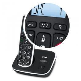 SPC 7609N Teléfono Inalámbrico Duo para Mayores con Teclas XL, Sonido Extra Amplificado +10dB, Compatible Audífonos, Manos Libres, Negro