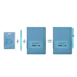 Antartik Portabolígrafo Autoadhesivo con Elástico para Cuaderno, Azul Claro, 40x40 mm