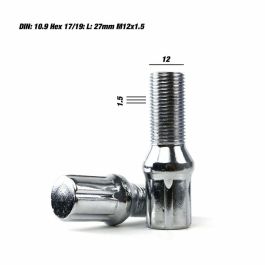 Omp OMPS09961202 Tornillos de Rueda para Coche Acero DIN 10.9 M12x1.5 Largo 27mm Llave 17-19 Plata Juego de 20 con Llave Omp OMPS09961202 Tornillos de Rueda para Coche Acero DIN 10.9 M12x1.5 Largo 27mm Llave 17-19 Plata Juego de 20 con Llave