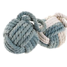 DKD Home Decor Decoración Mediterránea Objeto Nudo Cuerda Algodón Cemento Marrón Blanco Azul 14x14x28 cm Pack 3 Unidades