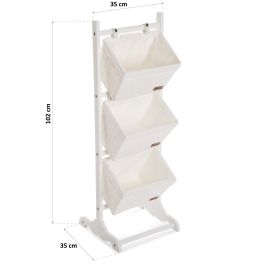 Mueble de Baño 3 Cestas Blanco VERSA 35x102 cm - Madera, Rattan Mueble de Baño 3 Cestas Blanco VERSA 35x102 cm - Madera, Rattan