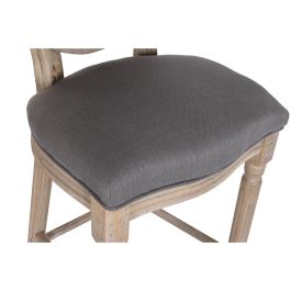 DKD Home Decor Taburete Alto Tradicional Gris Oscuro - Lino y Abeto - 54x118x48 cm Altura Asiento 76 cm Desmontable