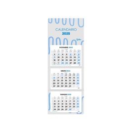 Calendario Pared Liderpapel 3 Meses Vistas 2025 Plegable 33x70 cm Papel 90 gr