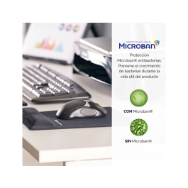 Fellowes Alfombrilla con Reposamuñecas de Gel Negro Canal Health-V Ergonómico Prevención Túnel Carpiano 222x209,6x251 mm