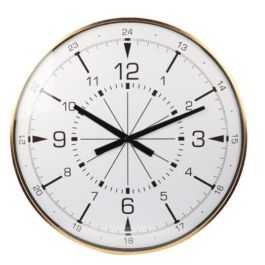 DKD Home Decor Reloj de Pared Estilo Loft en Metal y Cristal, Colores Dorado y Blanco, con Brújula Integrada - 60x60x3 cm Precio: 45.30966. SKU: S3037737