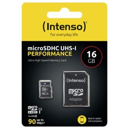 Intenso 3424470 Tarjeta MicroSDHC de 16GB Clase 10 UHS-I U1 con Adaptador SD, Resistente a Golpes, Temperatura, Agua y Rayos X