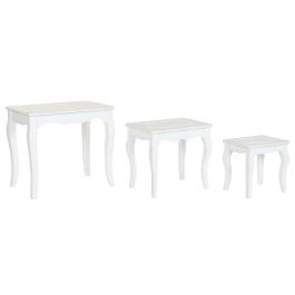 Mesita Auxiliar Romantico DKD Home Decor Gris Claro Blanco 35 x 47 x 53 cm Set de 3 Mesita Auxiliar Romantico DKD Home Decor Gris Claro Blanco 35 x 47 x 53 cm Set de 3
