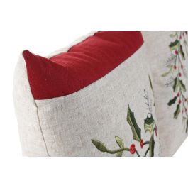 DKD Home Decor Cojin Navidad Tradicional Rojo Beige 10 x 40 x 40 cm (4 Unidades)