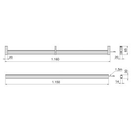Emuca Kit de barra para armario Luxe, tira LED 4,5x8 Neonlynx V, sensor de movimiento RF Smart y convertidor Smart (24V DC), longitud 1.150mm, Luz blanca cálida 2.700K, Plástico y Aluminio, Titanio
