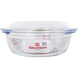 Quttin Cacerola Redonda de Vidrio con Tapa 2.2 + 0.8 Litros, 26.5 x 23 x 11 cm (3 Unidades)