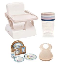 Booster de silla infantil + cajas de conservación + caja de platos de microondas + babero semirrígido