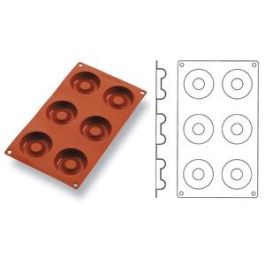 MATFER OVIFLEX Molde Savarín de silicona para pastelería, 6 unidades, 7 cm de diámetro, 2 cm de alto, apto para horno y congelador Precio: 36.3968. SKU: B19PFF3S86