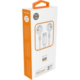 Auriculares Tech-One-Tech Eartech De Boton Con Conector Usb-C Microfono Integrado Blanco