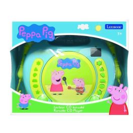 Lexibook Peppa Pig Reproductor CD Karaoke para Niñas con 2 Micrófonos, Pantalla LED, Asa Portátil y Funciona a Pilas