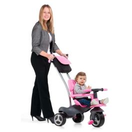 Molto Urban Trike Triciclo Rosa con Palo Guiador, Cinturón de Seguridad, Bolsa y Ruedas de Goma, 98 cm, para Bebés +10 Meses
